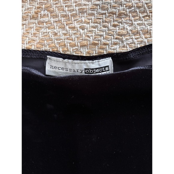 Necessary Objects Vintage Black Velvet Maxi Dress Mesh Cap Sleeve Square Neck M - Picture 6 of 9
